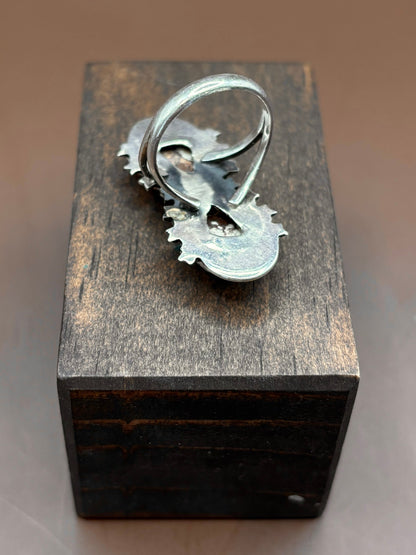 Vintage Silver and white Buffalo Star Ring - Size 5