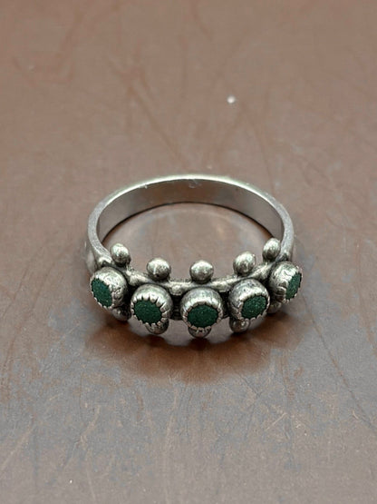 Vintage Silver and Turquoise 5 Stone ring - Size 6
