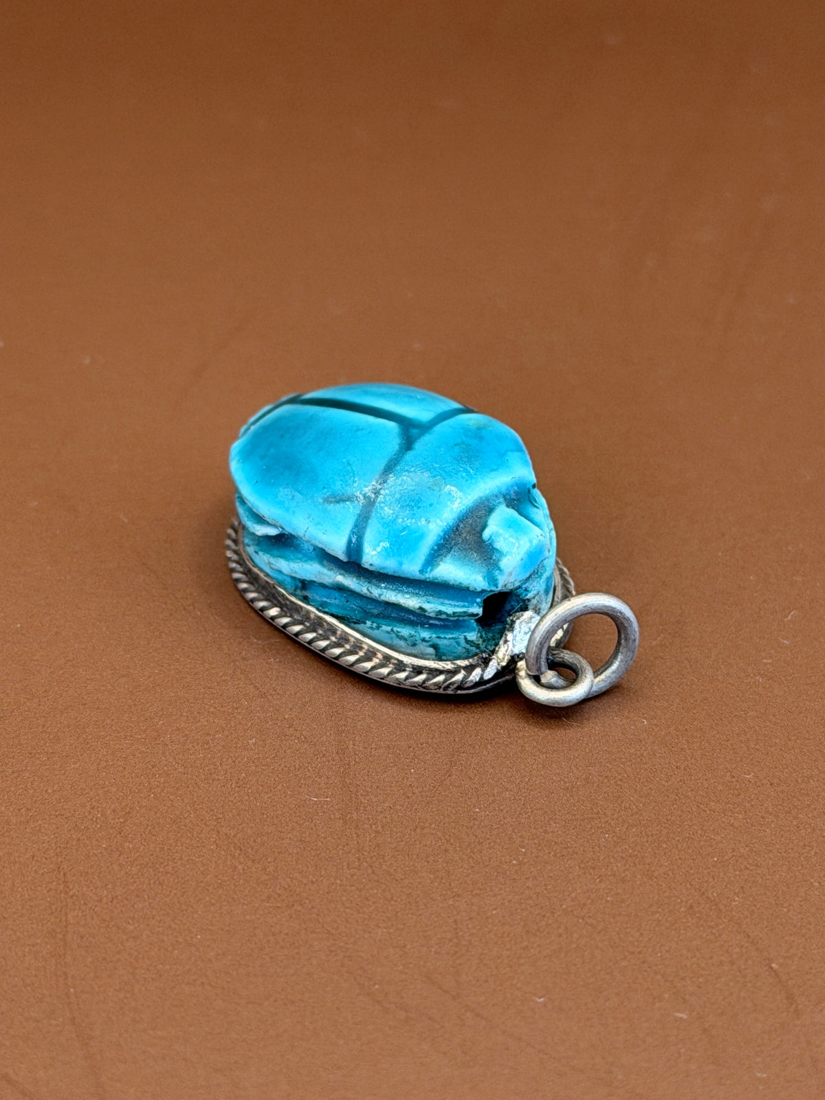 Carved Soap Stone pendant with Silver Setting