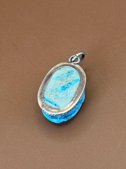 Carved Soap Stone pendant with Silver Setting