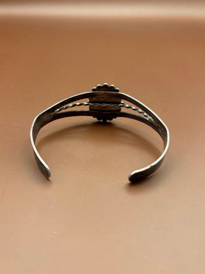 Vintage Silver and Turquoise Cuff - Size 7"