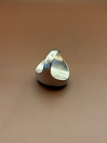 Silver Ring with Oval Banded Agate Size 7.5