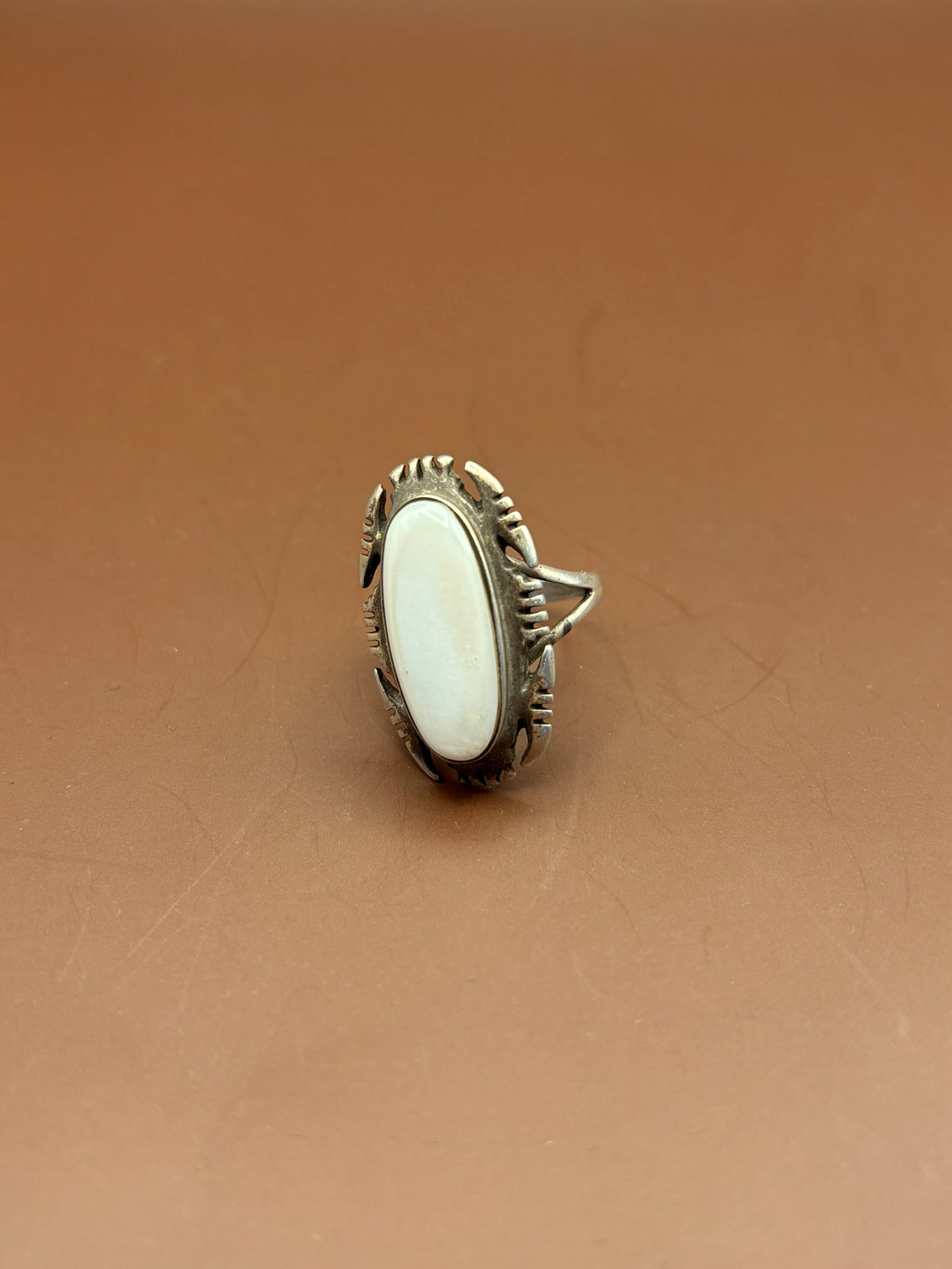 Silver Ring with Mother of Pearl Stone Size  7.5