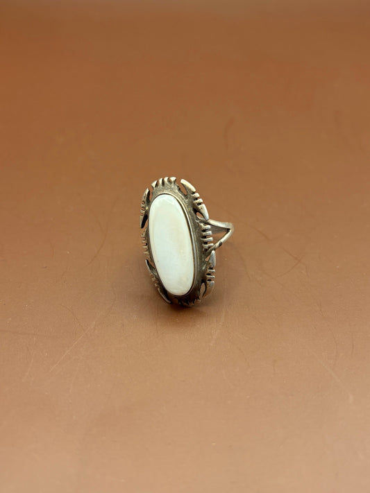 Silver Ring with Mother of Pearl Stone Size  7.5