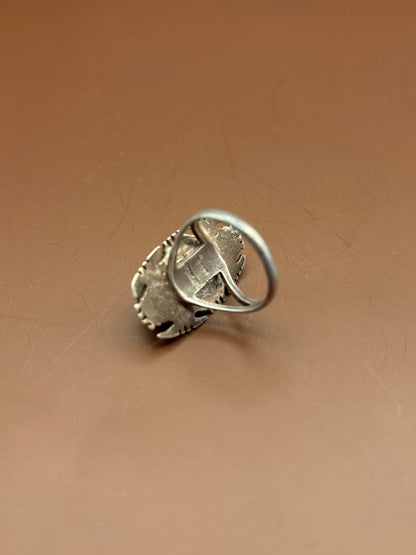 Silver Ring with Mother of Pearl Stone Size  7.5