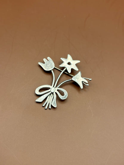 Vintage Anne & Jane Harvey Mexican Sterling Silver Floral Bouquet Brooch Pin – Stamped A&JH MEX 925