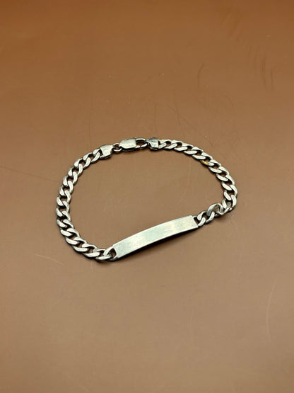 Classic Sterling Silver Curb Link ID Bracelet - Size 9"