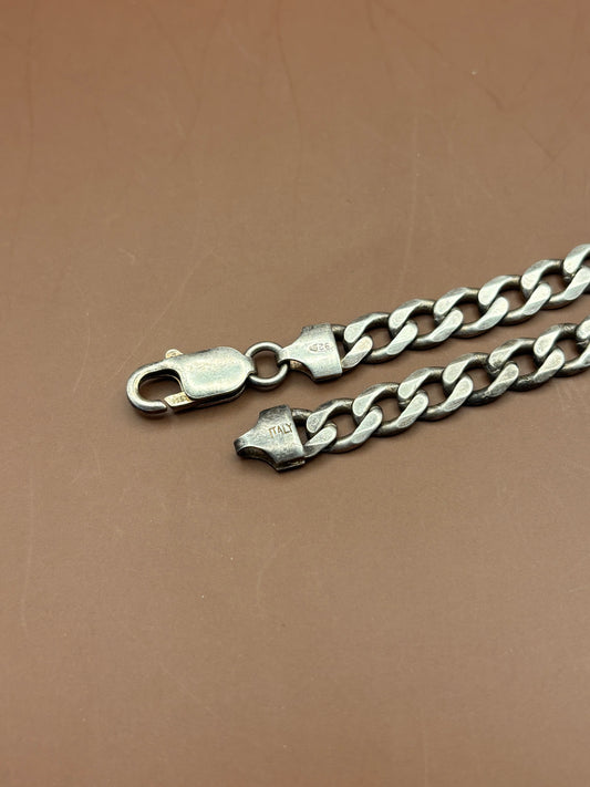 Classic Sterling Silver Curb Link ID Bracelet - Size 9"