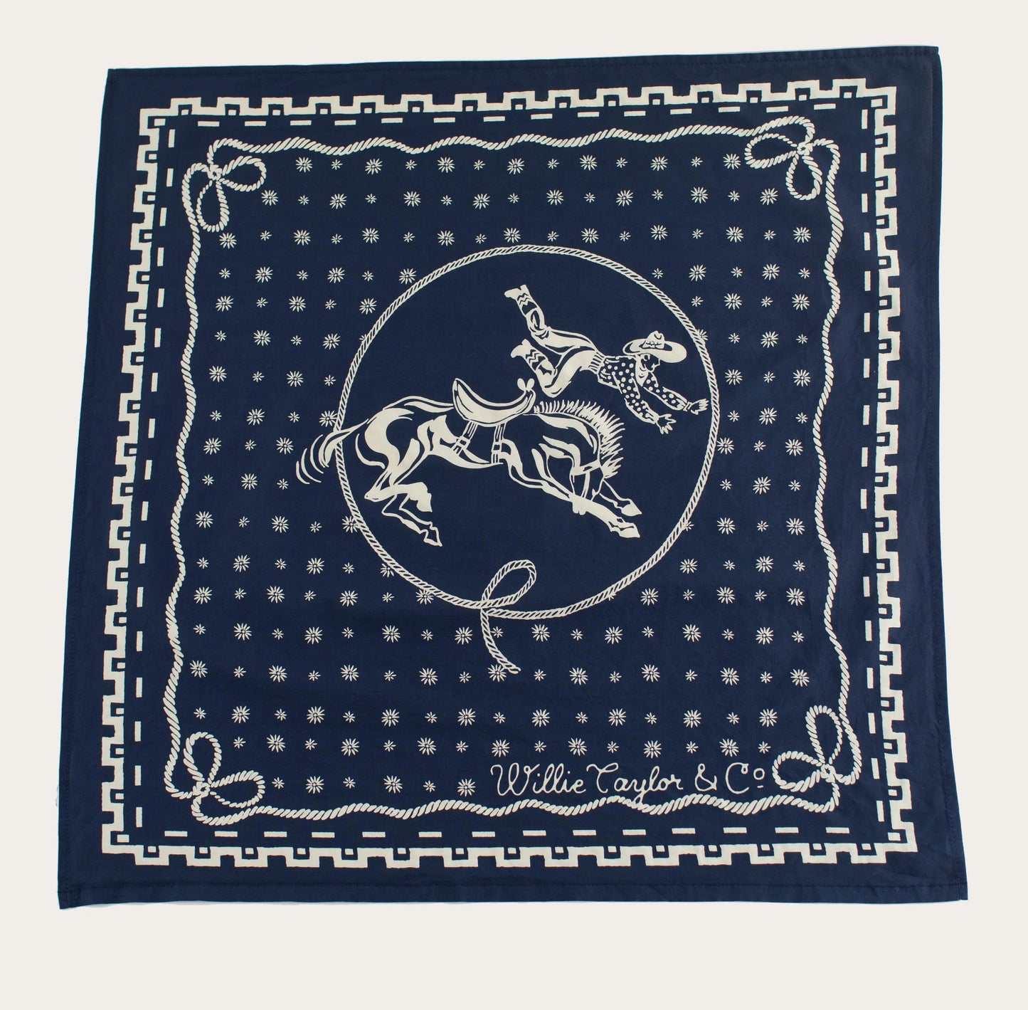 Willie Taylor & Co - Navy Buckin’ Cowboy Japanese Cotton Bandana