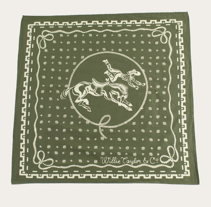 Willie Taylor & Co - Olive Buckin’ Cowboy Japanese Cotton Bandana