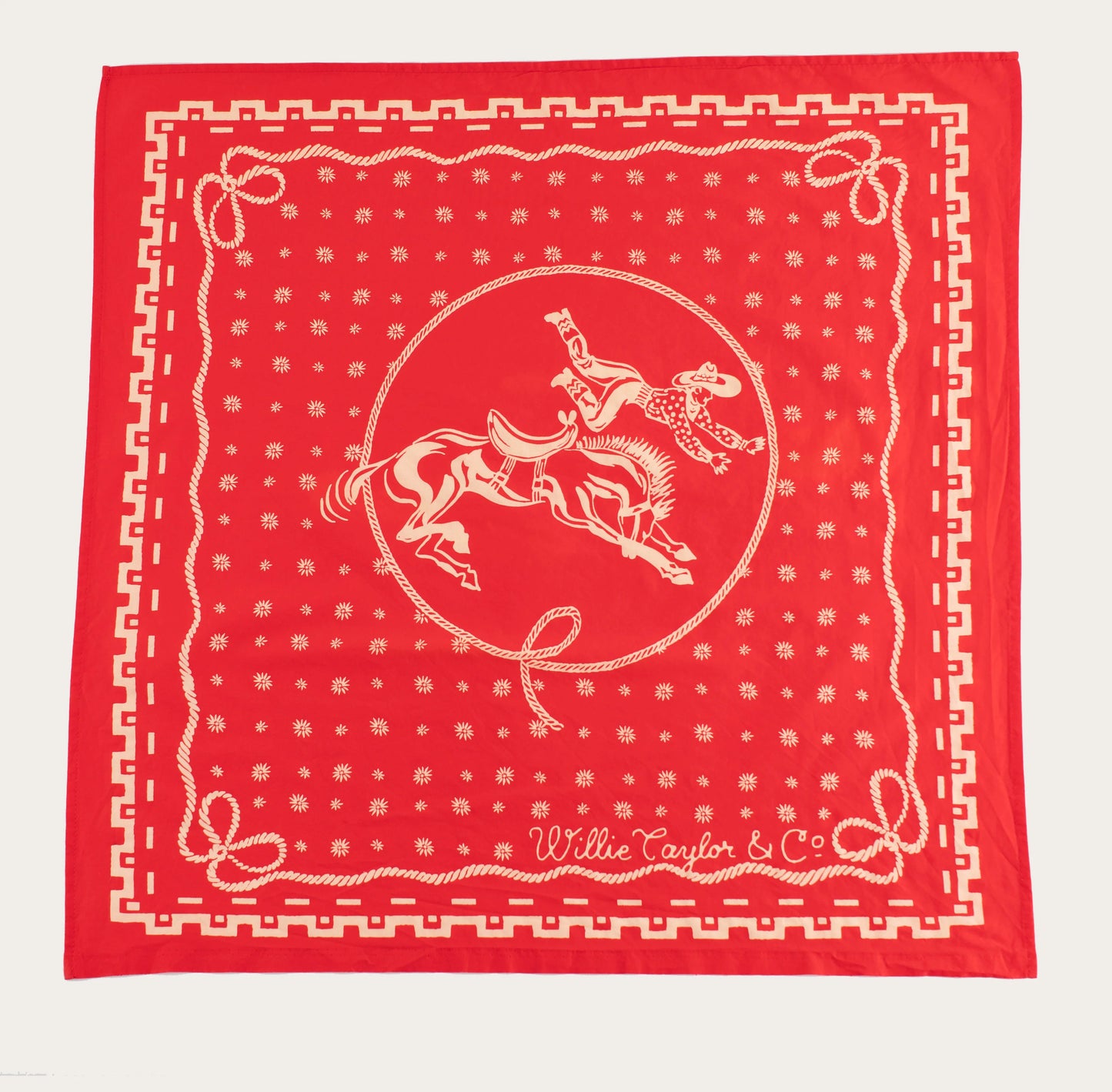 Willie Taylor & Co - Red Buckin’ Cowboy Japanese Cotton Bandana