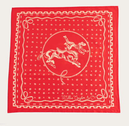 Willie Taylor & Co - Red Buckin’ Cowboy Japanese Cotton Bandana