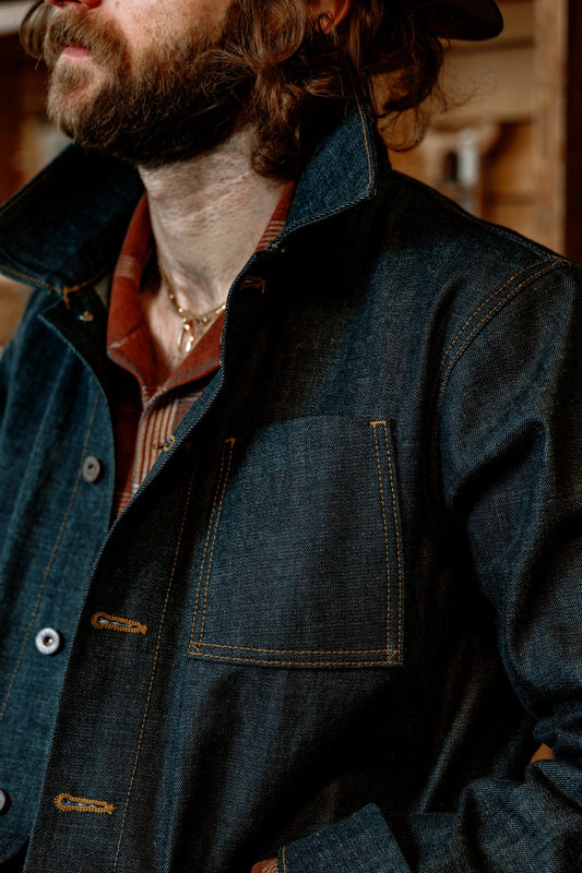 Loyal Stricklin Amos Chore Coat in 15oz Japanese Denim