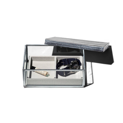JEWELRY GLASS BOX W/RECYCLE STEEL LID