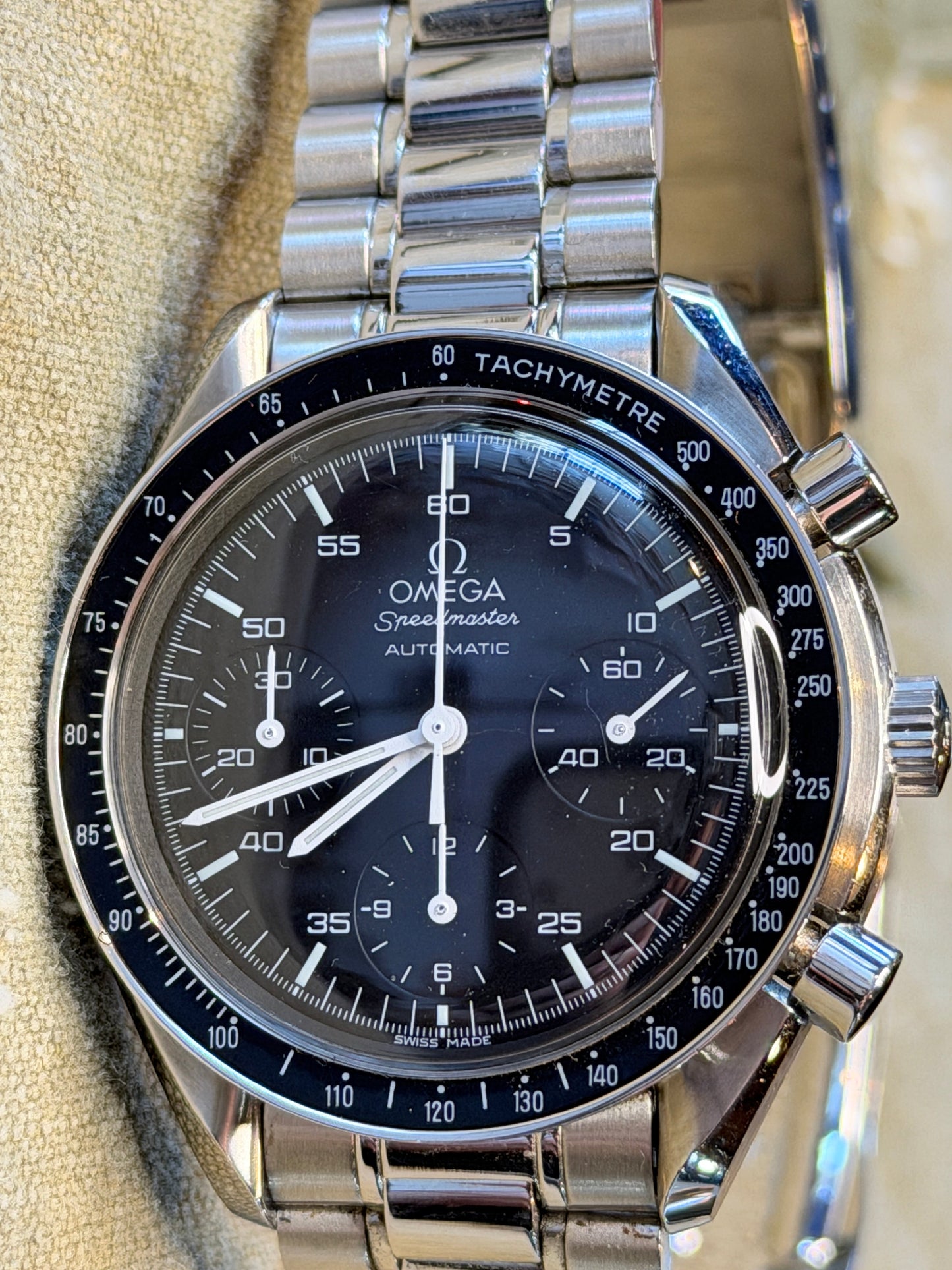 Omega Speedmaster Automatic Chronograph — Black Dial, Steel Bracelet