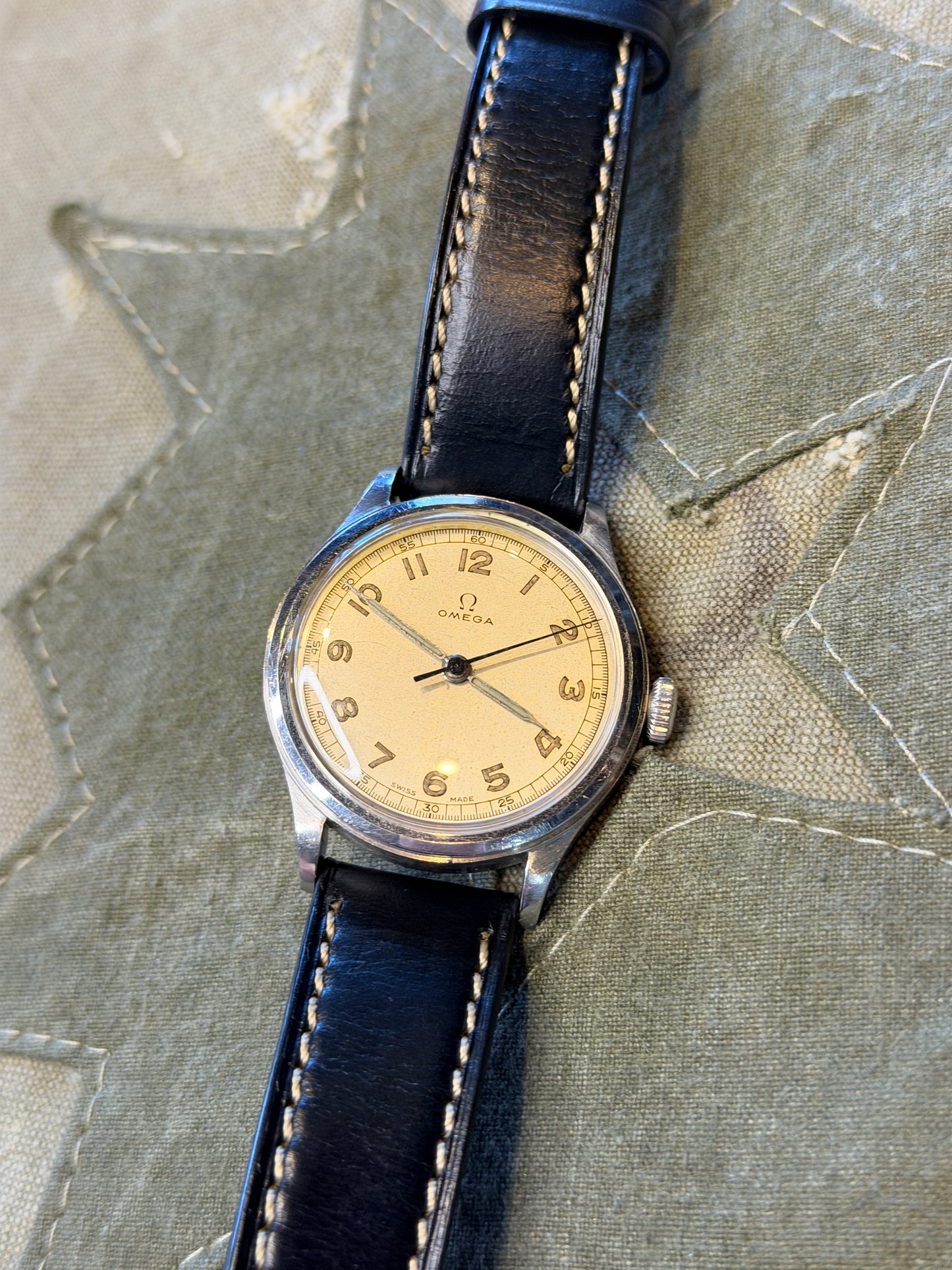 1945 Omega CK 2179 — Cream Dial Dress Watch, 30mm Steel